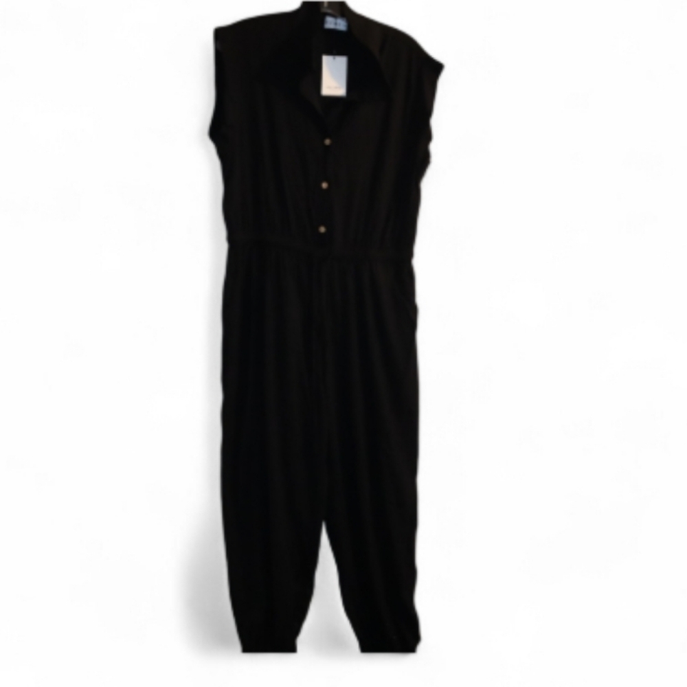 Hayes Sleeveless Jumpsuit Black Size XL Petite Short Story - Picture 3 of 12